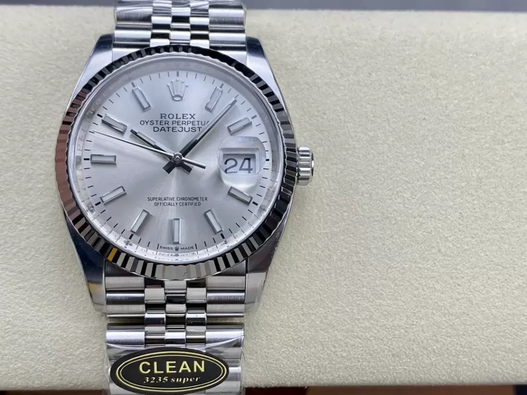 ĐỒNG HỒ NAM ROLEX DATEJUST CLEAN REPLICA MẶT SỐ XÁM CHẢY TIA 36MM