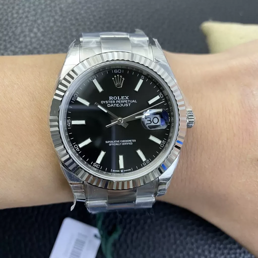 ĐỒNG HỒ NAM ROLEX DATEUST REPLICA CAO CẤP MẶT SỐ ĐEN 3 KIM DẠ QUANG 41MM