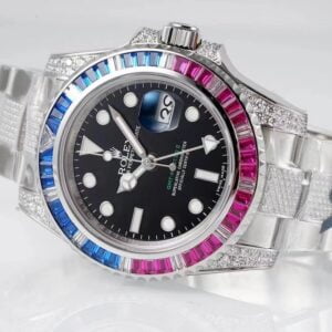 ĐỒNG HỒ NAM ROLEX GMT-MASTER ll REP CAO CẤP NIỀNG ĐÍNH ĐÁ SANH CHẢNH 40MM