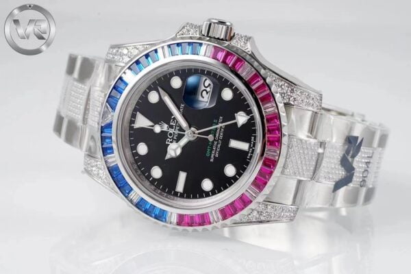 ĐỒNG HỒ NAM ROLEX GMT-MASTER ll REP CAO CẤP NIỀNG ĐÍNH ĐÁ SANH CHẢNH 40MM