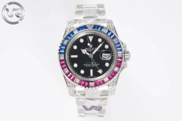 ĐỒNG HỒ NAM ROLEX GMT-MASTER ll REP CAO CẤP NIỀNG ĐÍNH ĐÁ SANH CHẢNH 40MM