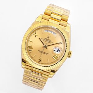 ĐỒNG HỒ NAM ROLEX DAT-DATE REPLICA CAO CẤP MẶT SỐ VÀNG NIỀNG KHÍA 40MM