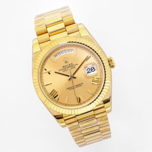 ĐỒNG HỒ NAM ROLEX DAT-DATE REPLICA CAO CẤP MẶT SỐ VÀNG NIỀNG KHÍA 40MM