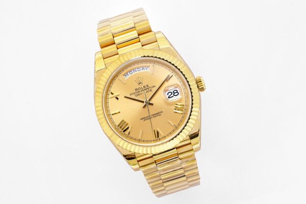 ĐỒNG HỒ NAM ROLEX DAT-DATE REPLICA CAO CẤP MẶT SỐ VÀNG NIỀNG KHÍA 40MM