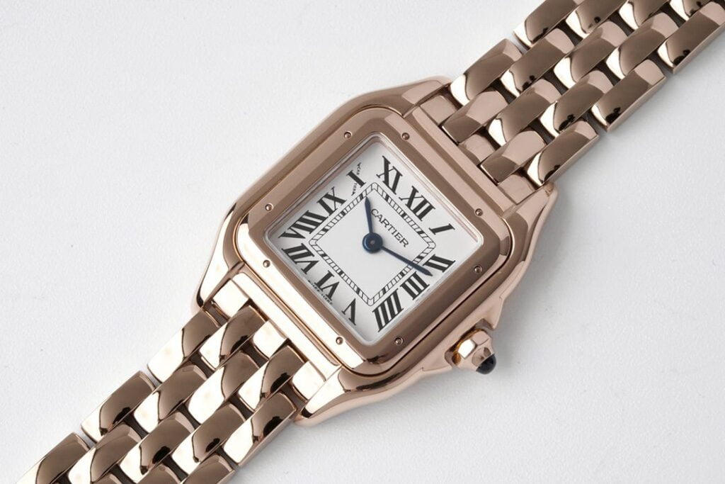 ĐỒNG HỒ NỮ CARTIER PANTHÈRE WGPN0006 FAKE NHÀ MÁY BV NÚM ĐÍNH ĐÁ 22X30MM