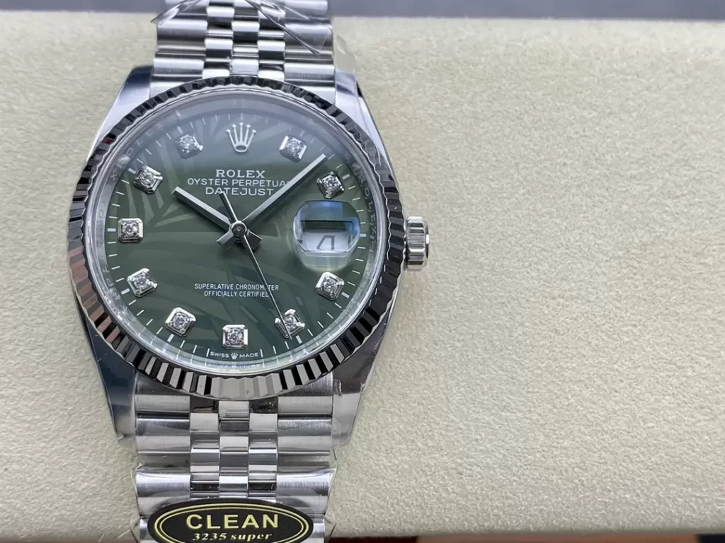 ĐỒNG HỒ NAM ROLEX DATEJUST CLEAN REPLICA 1:1 CỌC SỐ ĐÍNH ĐÁ NỔI BẬT 36MM