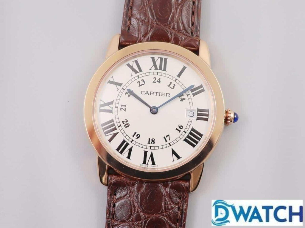 ĐỒNG HỒ NAM CARTIER RONDE LOUIS W6800251 FAKE CAO CẤP NHÀ MÁY K11 DÂY DA ĐỎ 36MM