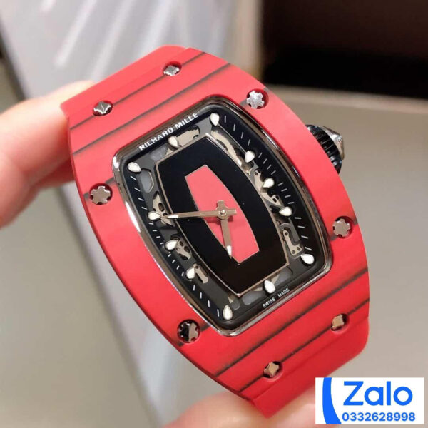 ĐỒNG HỒ NỮ RICHARD MILLE RM007-01 FAKE 11 VỎ ĐỎ DÂY CAO SU ĐỎ 36MM