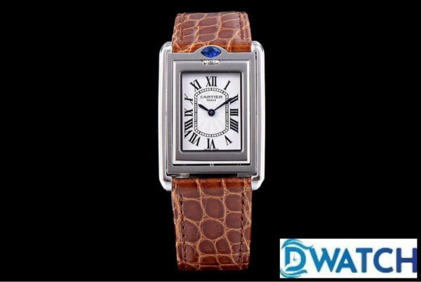 ĐỒNG HỒ NAM CARTIER TANK BASCULANTE FAKE CAO CẤP NHÀ MÁY AW DÂY DA 31MM