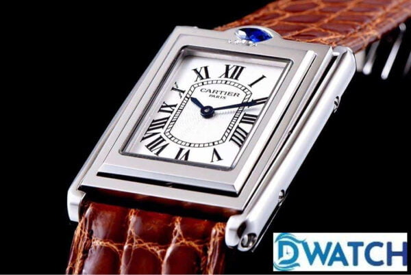 ĐỒNG HỒ NAM CARTIER TANK BASCULANTE FAKE CAO CẤP NHÀ MÁY AW DÂY DA 31MM