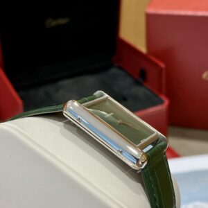 ĐỒNG HỒ NỮ CARTIER TANK MUST WSTA0054 FAKE CAO CẤP NHÀ MÁY DR DÂY XANH 25MM