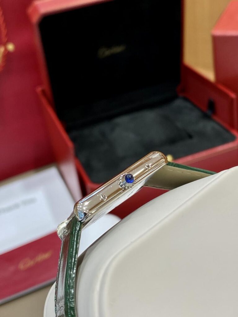 ĐỒNG HỒ NỮ CARTIER TANK MUST WSTA0054 FAKE CAO CẤP NHÀ MÁY DR DÂY XANH 25MM