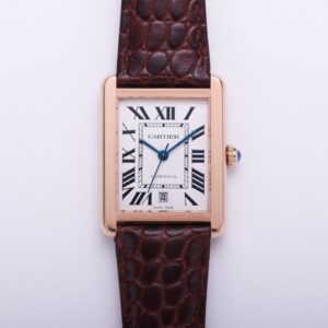 ĐỒNG HỒ NAM CARTIER TANK SOLO W5200026 FAKE NHÀ MÁY V9 DÂY DA ĐỎ 40MM