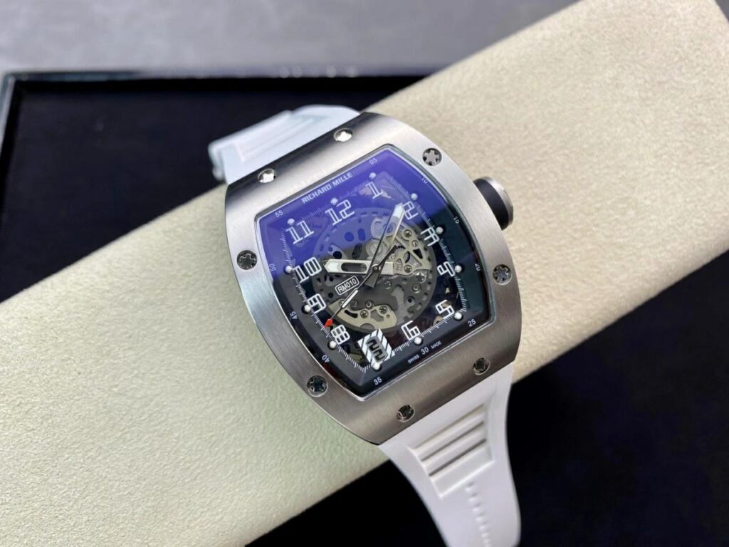 ĐỒNG HỒ NAM RICHARD MILLE RM010 FAKE CAO CẤP DÂY CAO SU TRẮNG 41MM
