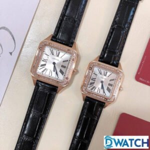 ĐỒNG HỒ ĐÔI CARTIER SANTOS FAKE 1:1 NHÀ MÁY F1 ĐÍNH ĐÁ SANG CHẢNH 27.5-43.5MM