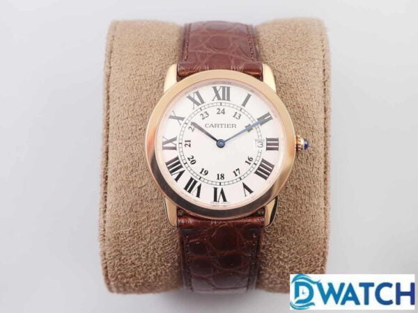 ĐỒNG HỒ NAM CARTIER RONDE LOUIS W6800251 FAKE CAO CẤP NHÀ MÁY K11 DÂY DA ĐỎ 36MM