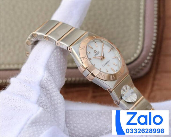 ĐỒNG HỒ NỮ OMEGA CONSTELLATION FAKE CAO CẤP NHÀ MÁY 3S VÀNG HỒNG 27MM