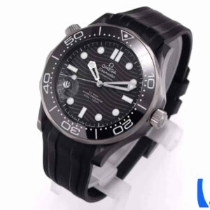 ĐỒNG HỒ NAM OMEGA SEAMASTER FAKE CAO CẤP NHÀ MÁY OM DÂY CAO SU ĐEN 45MM