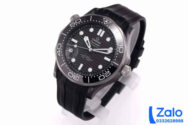 ĐỒNG HỒ NAM OMEGA SEAMASTER FAKE CAO CẤP NHÀ MÁY OM DÂY CAO SU ĐEN 45MM