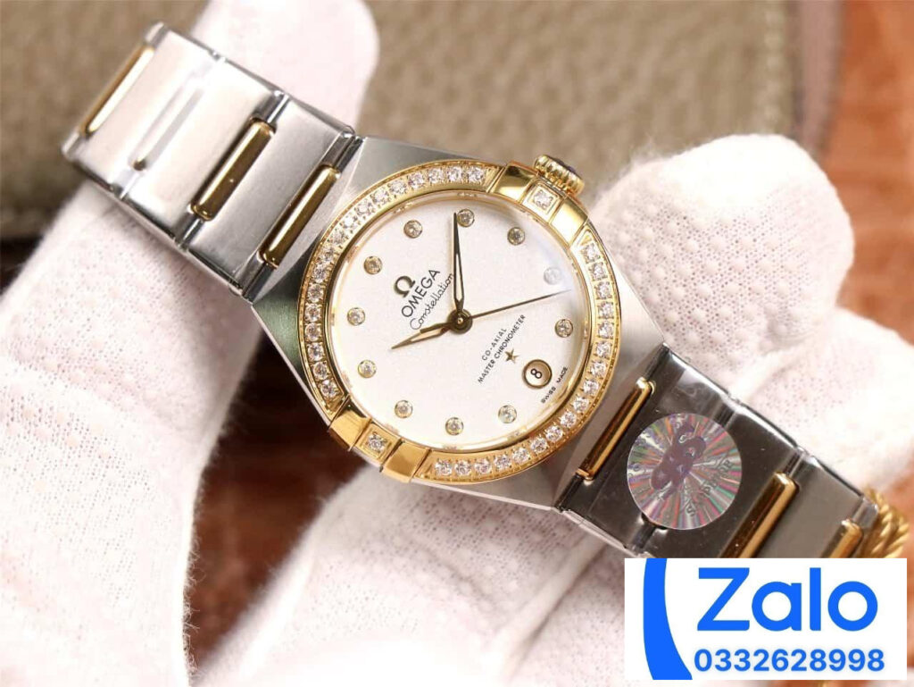 ĐỒNG HỒ NỮ OMEGA CONSTELLATION FAKE 11 NHÀ MÁY 3S ĐÍNH ĐÁ NỔI BẬT 29MM