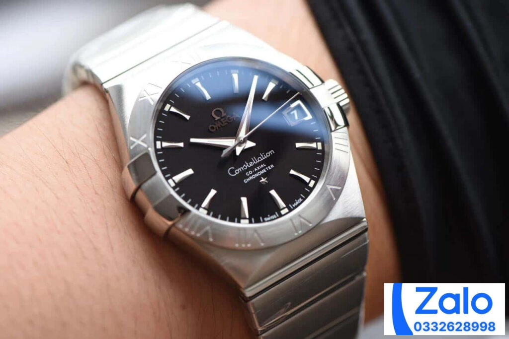 ĐỒNG HỒ NAM OMEGA CONSTELLATION FAKE CAO CẤP NHÀ MÁY VS MẶT SỐ ĐEN 38MM