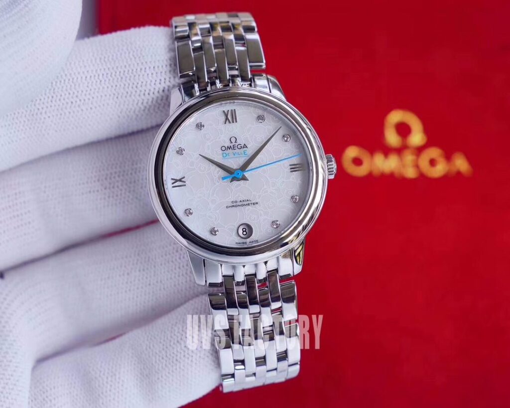 ĐỒNG HỒ NỮ OMEGA DE VILLE FAKE CAO CẤP NHÀ MÁY UVS MẶT SỐ GẤU 32MM