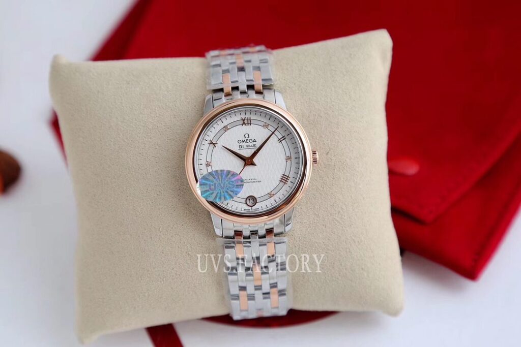 ĐỒNG HỒ NỮ OMEGA DE VILLE SUPER FAKE NHÀ MÁY UVS FACTORY ROSE GOLD 32MM