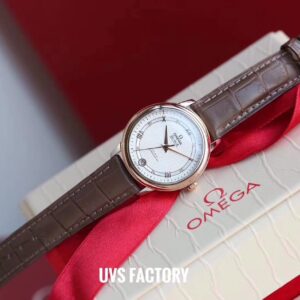 ĐỒNG HỒ NỮ OMEGA DE VILLE FAKE CAO CẤP NHÀ MÁY UVS DÂY DA NÂU 32MM