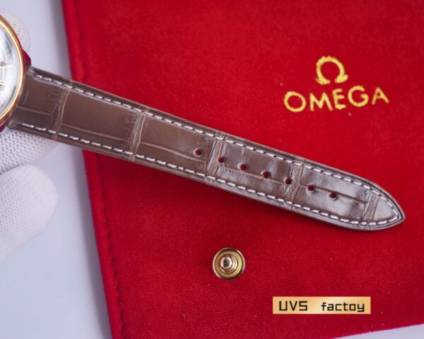 ĐỒNG HỒ NỮ OMEGA DE VILLE FAKE CAO CẤP NHÀ MÁY UVS DÂY DA NÂU 32MM