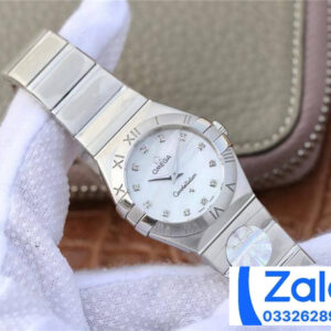 ĐỒNG HỒ NỮ OMEGA CONSTELLATION FAKE 11 NHÀ MÁY 3S CỌC SỐ ĐÍNH ĐÁ 27MM