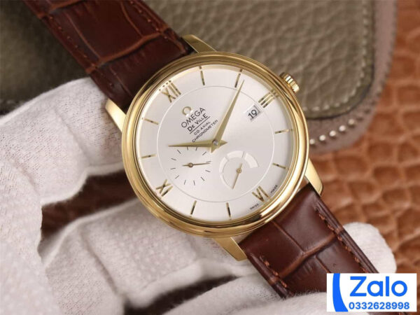 ĐỒNG HỒ NAM OMEGA DE VILLE FAKE 11 NHÀ MÁY AZ DÂY DA VỎ VÀNG GOLD 40MM