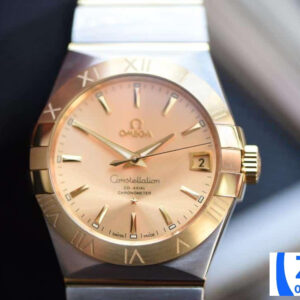 ĐỒNG HỒ NAM OMEGA CONSTELLATION FAKE 11 NHÀ MÁY VS MẶT VÀNG CHẢI TIA 38MM