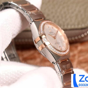 ĐỒNG HỒ NỮ OMEGA CONSTELLATION FAKE 11 NHÀ MÁY 3S ĐÍNH ĐÁ ROSE GOLD 29MM