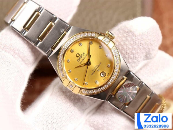 ĐỒNG HỒ NỮ OMEGA CONSTELLATION FAKE 1:1 NHÀ MÁY 3S MẶT SỐ CHẢI TIA 29MM