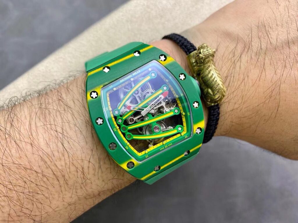ĐỒNG HỒ NAM RICHARD MILLE RM59-01 REPLICA 11 MẶT XANH DÂY ĐEO XANH 43MM