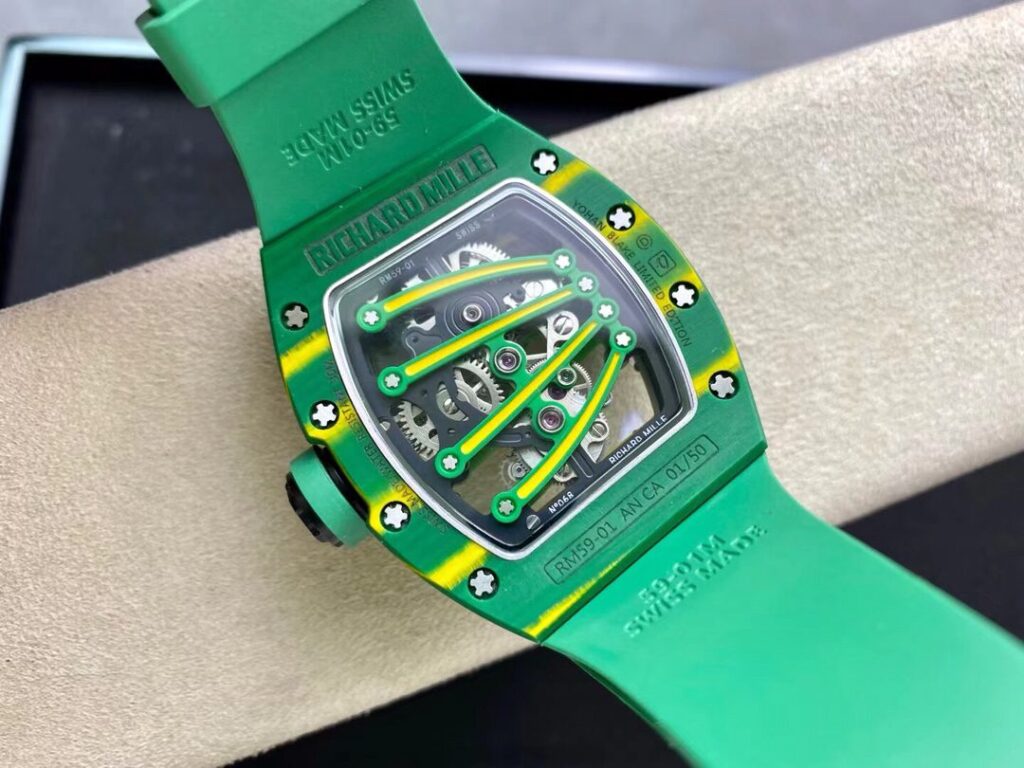 ĐỒNG HỒ NAM RICHARD MILLE RM59-01 REPLICA 11 MẶT XANH DÂY ĐEO XANH 43MM