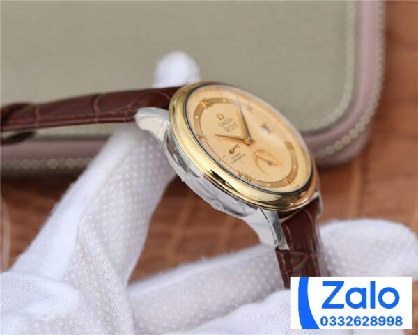 ĐỒNG HỒ NAM OMEGA DE VILLE FAKE 11 NHÀ MÁY DV MẶT SỐ VÀNG DÂY DA 40MM