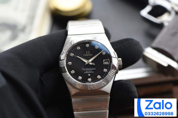 ĐỒNG HỒ NAM OMEGA CONSTELLATION SUPER FAKE NHÀ MÁY VS CỌC ĐÍNH ĐÁ 38MM