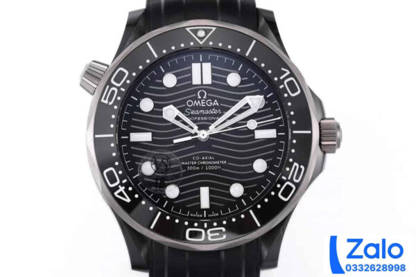 ĐỒNG HỒ NAM OMEGA SEAMASTER FAKE CAO CẤP NHÀ MÁY OM DÂY CAO SU ĐEN 45MM