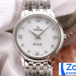 ĐỒNG HỒ NỮ OMEGA DE VILLE SUPER FAKE NHÀ MÁY FZ FACTORY WHITE DIAL 27MM