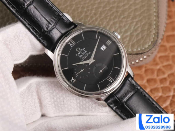 ĐỒNG HỒ NAM OMEGA DE VILLE FAKE CAO CẤP NHÀ MÁY AZ DÂY DA MẶT SỐ ĐEN 40MM