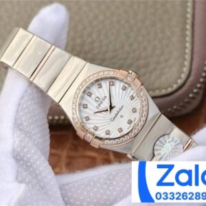 ĐỒNG HỒ NỮ OMEGA CONSTELLATION FAKE CAO CẤP NHÀ MÁY 3S MẶT TRÒN ĐÍNH ĐÁ 27MM