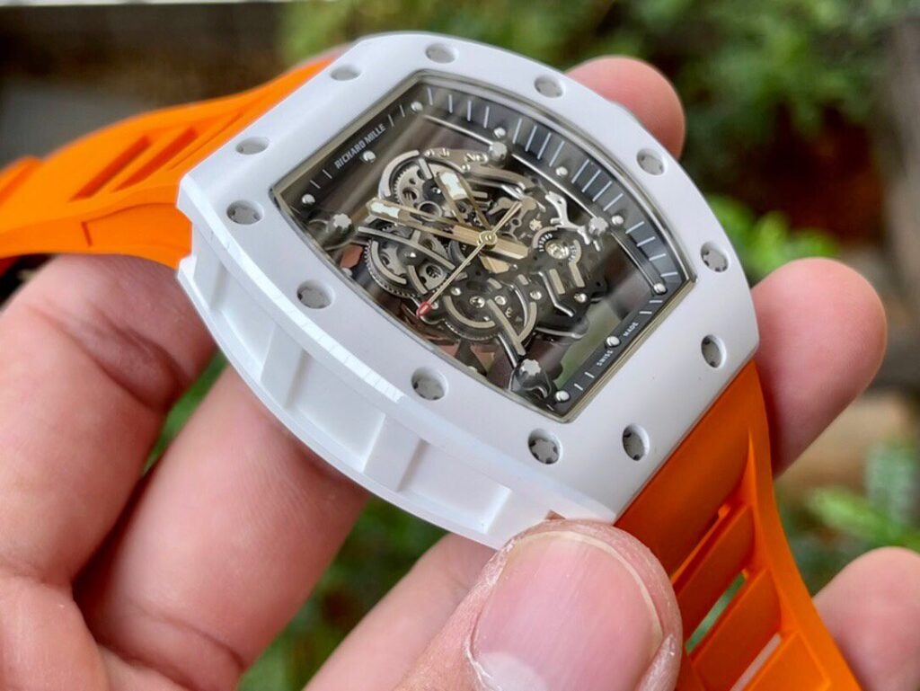 ĐỒNG HỒ NAM RICHARD MILLE RM055 REPLICA NHÀ MÁY KV CERAMIC MÀU CAM 45MM