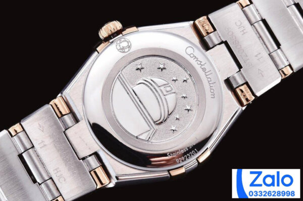 ĐỒNG HỒ NỮ OMEGA CONSTELLATION SUPER FAKE NHÀ MÁY GF CỌC SỐ ĐÍNH ĐÁ 25MM