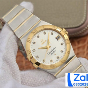 ĐỒNG HỒ NAM OMEGA CONSTELLATION FAKE 11 NHÀ MÁY 3S MẶT TRẮNG ĐÍNH ĐÁ 38MM