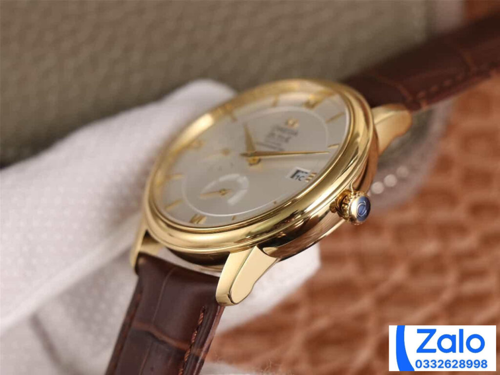 ĐỒNG HỒ NAM OMEGA DE VILLE FAKE 11 NHÀ MÁY AZ DÂY DA VỎ VÀNG GOLD 40MM