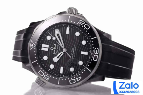 ĐỒNG HỒ NAM OMEGA SEAMASTER FAKE CAO CẤP NHÀ MÁY OM DÂY CAO SU ĐEN 45MM