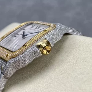 ĐỒNG HỒ CARTIER SANTOS DEMI REPLICA 11 ĐÍNH FULL ĐÁ SWAROVSKI AMG FACTORY 40MM (2)