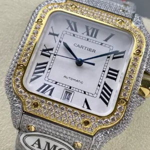 ĐỒNG HỒ CARTIER SANTOS DEMI REPLICA 11 ĐÍNH FULL ĐÁ SWAROVSKI AMG FACTORY 40MM (2)