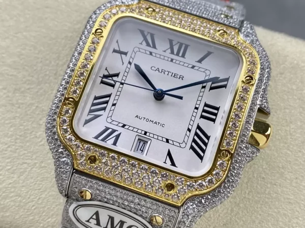 ĐỒNG HỒ CARTIER SANTOS DEMI REPLICA 11 ĐÍNH FULL ĐÁ SWAROVSKI AMG FACTORY 40MM (2)